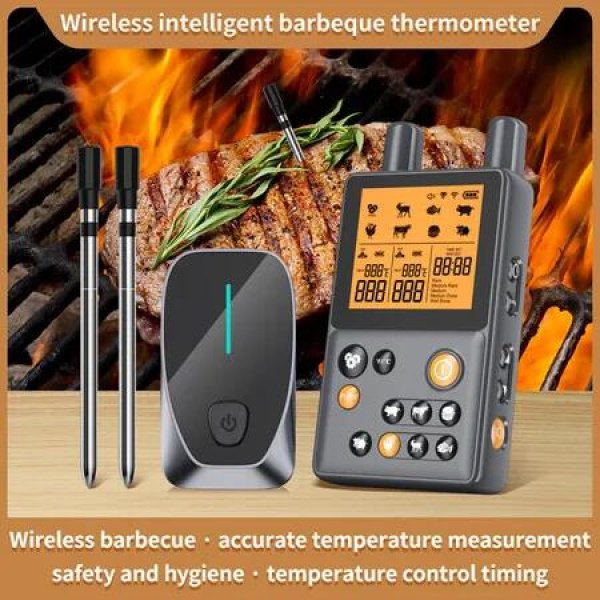 Wireless Meat Thermometer,Max 300FT Digital Meat Thermometer Wireless with 2 Meat Probes For BBQ Oven Grill Smoker Rotisserie Sous Vide