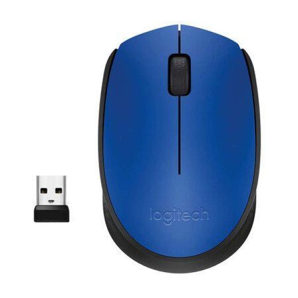 Wireless Mouse M171 RF Wireless + USB Optical 1000 DPI Ambidextrous Blue.