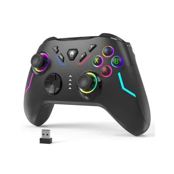 Wireless PC Gaming Controller for Windows, 7or8or10or11, Compatible Switch and Steam Deck, 9 Color LED Light Gamepad, 2.4G