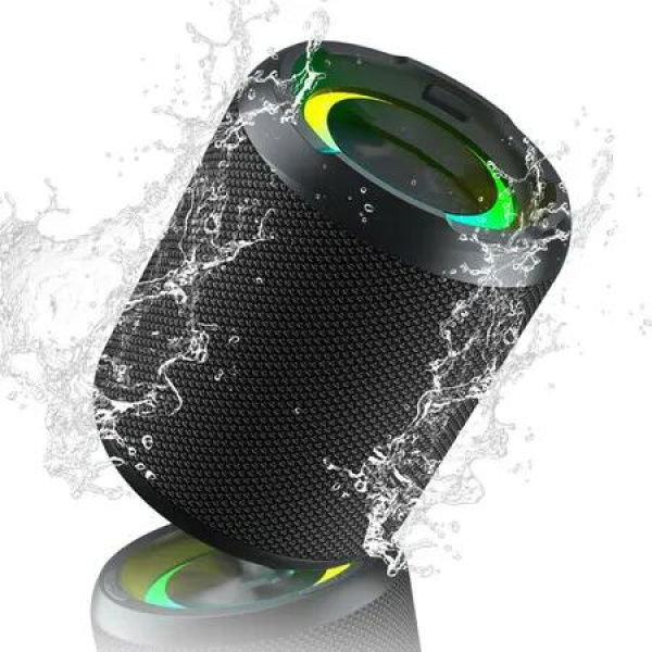 Wireless Portable Bluetooth Speaker with Lights, Waterproof, Stereo Loud Sound, RGB Lights,TWS Pairing, AUX TF-Card in, for Home/Party/Travel/Outdoor/Beach