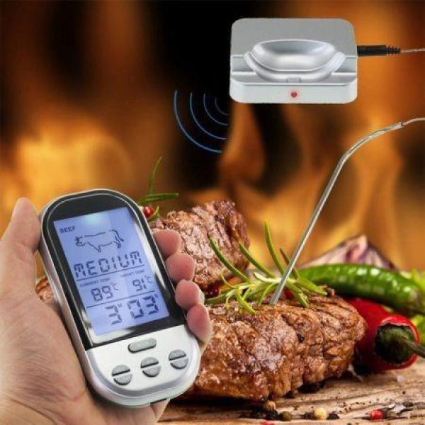 Wireless Remote Smoker Thermometer For Kitchen Food Oven Meat BBQ Cooking Grill