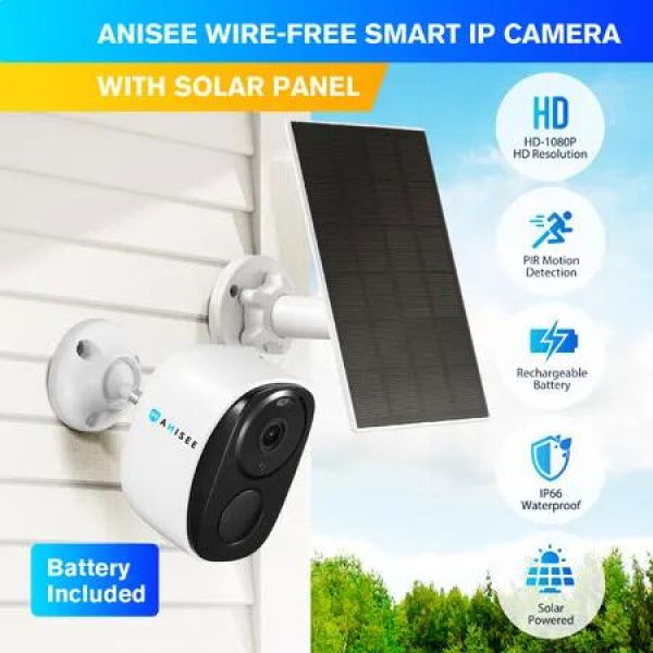 Wireless Security Camera Home CCTV House Indoor Outdoor WiFi Surveillance System Waterproof with Solar Panel Battery