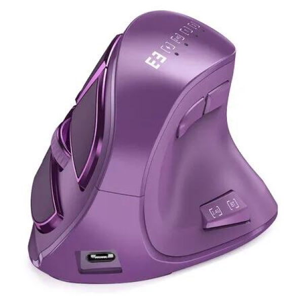 Wireless Vertical Mouse Ergonomic Rechargeable Optical Bluetooth USB Multi Purpose iOS Mac Windows Compatible Comfort Purple