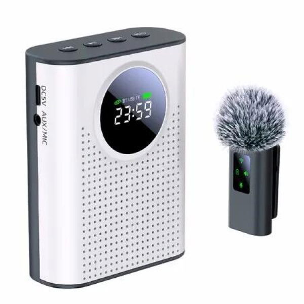 Wireless Voice Amplifier with Lapel Microphone for Teachers Personal Microphone and Speaker with LED Display Screen for Classroom,Meeting