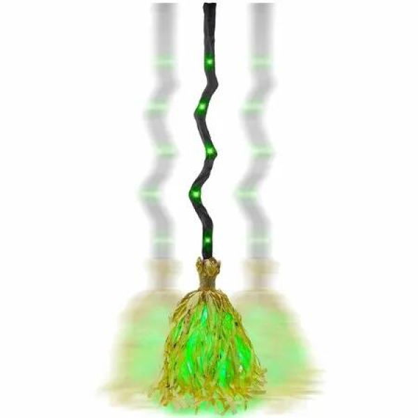 Witches Broom Halloween Decor 88CM Animated Light up Moving Broomstick with Spooky Sounds,Dancing Magic Witch Broom