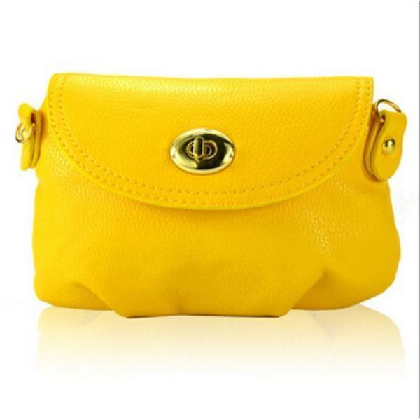 Women Leather Satchel Shoulder Handbag Yellow