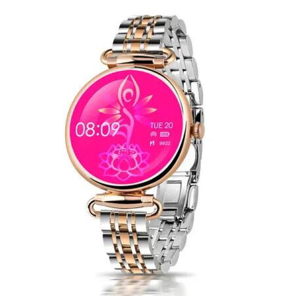 Women Smartwatch AMOLED 1.28 Inch Split Screen Bluetooth Call Wellness Tracker Color Red