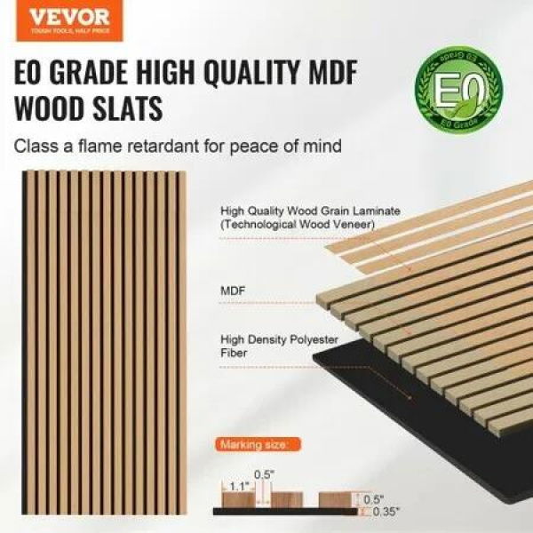 Wood Slat Acoustic Panels 23.6 x 47.2 inch for Modern Wall Decor Light Oak