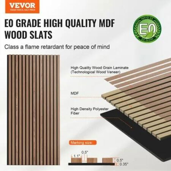 Wood Slat Acoustic Panels 23.6 x 47.2 inch for Modern Wall Decor Walnut