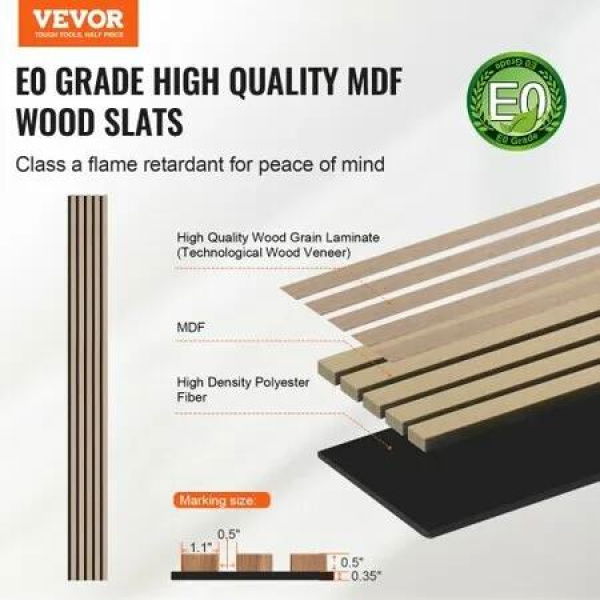 Wood Slat Acoustic Panels 7.9 x 94.5 inch for Modern Wall Decor Silver Wood