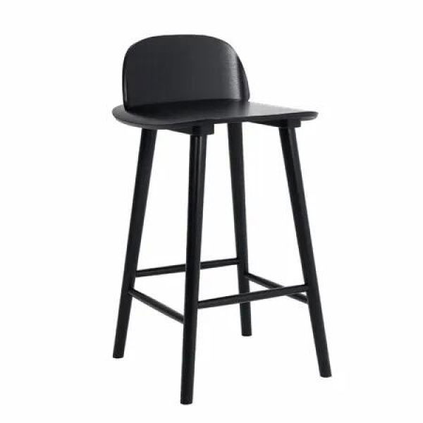 Wooden Bar Stool Dining Chair Ash Wood ELISE 65cm BLACK