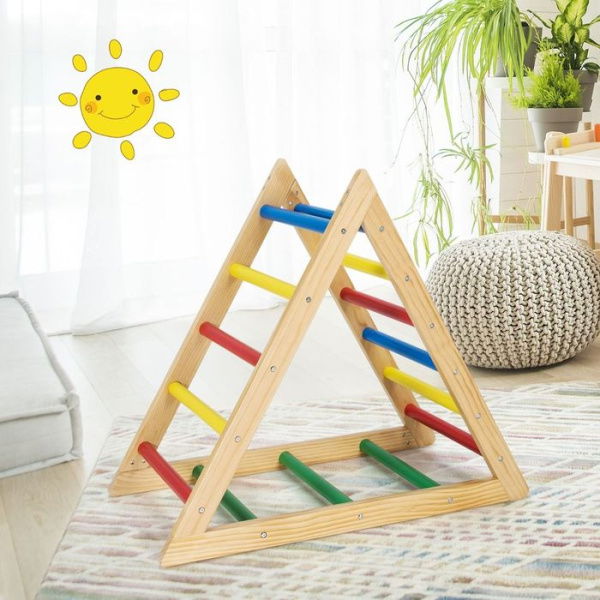 Wooden Colorful Climbing Triangle Ladder For Kids Room/Living Room.