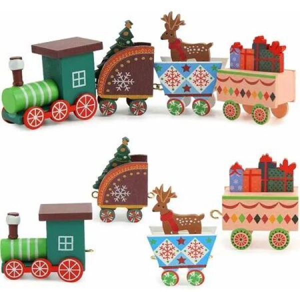 Wooden Mini Train Christmas Ornament Decor for Christmas Birthday Gift Party Favors Home & Kindergarten Decor