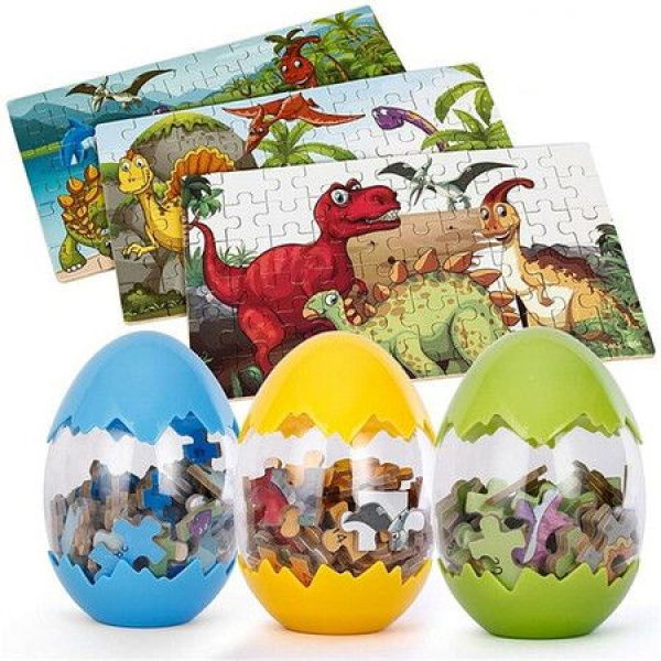 Wooden Puzzle For Kids - Easter Eggs Dinosaur Surprise Egg Toy For Kids (1 Pack Blue)