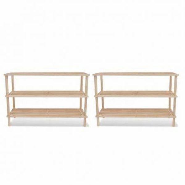 Wooden Shoe Rack 3-Tier 2 Pcs