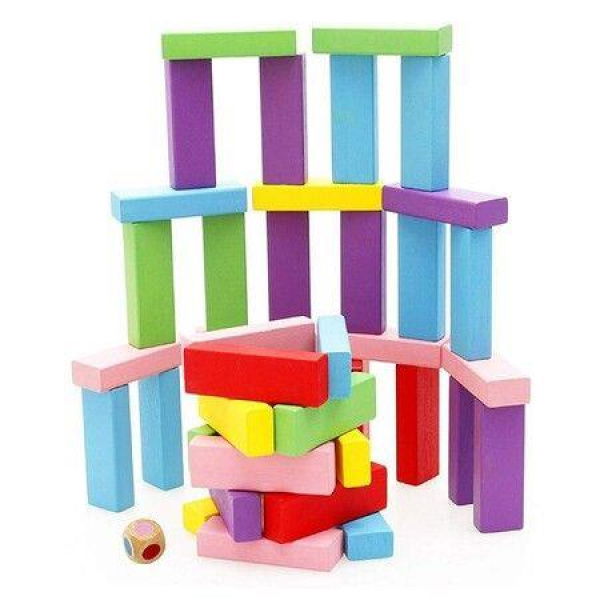 Wooden Stacking Building Blocks Board Games or Kids Boys Girls Colorful Tower Building Blocks Balancing Puzzles Montessori Toys Family Games - 48 Pieces