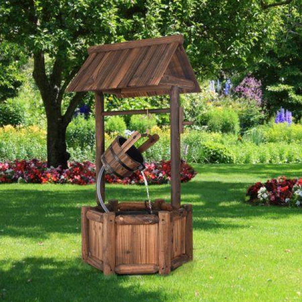 Wooden Water Fountain With Electric Pump For Decor/Patio.