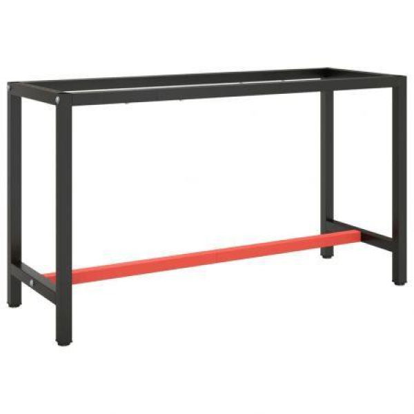 Work Bench Frame Matte Black And Matte Red 140x50x79 Cm Metal