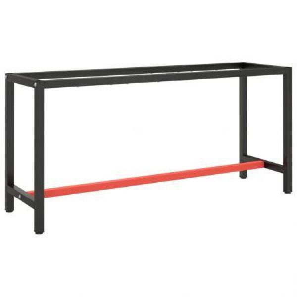 Work Bench Frame Matte Black And Matte Red 170x50x79 Cm Metal