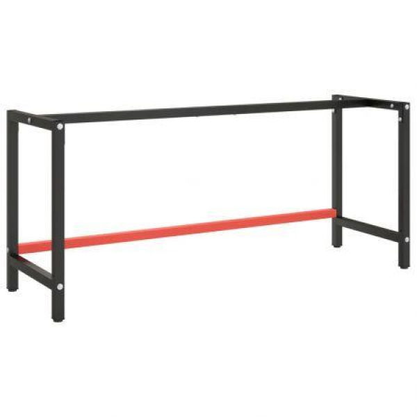 Work Bench Frame Matte Black And Matte Red 180x57x79 Cm Metal