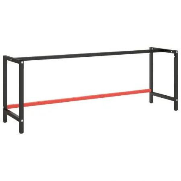 Work Bench Frame Matte Black and Matte Red 220x57x79 cm Metal