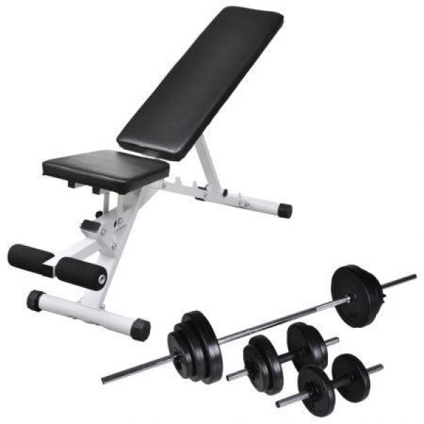 Workout Bench With Barbell And Dumbbell Set 30.5 Kg.