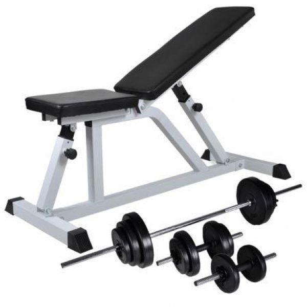 Workout Bench With Barbell And Dumbbell Set 30.5 Kg.