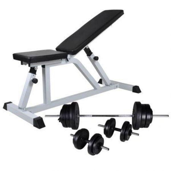 Workout Bench With Barbell And Dumbbell Set 60.5 Kg.