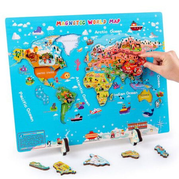 World Map Magnetic Puzzle For Children Teaching Tools Educational Toys Preschool Learning