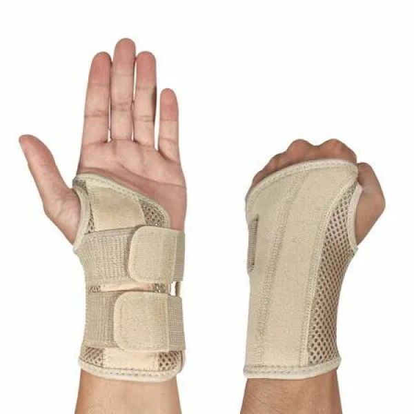 Wrist Brace for Carpal Tunnel Relief Night Support for Women Men, Adjustable Wrist Support Splint for Tendonitis Arthritis Sprains Beige (Left Hand S/M)