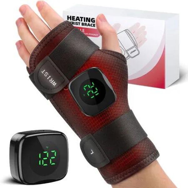 Wrist Heating Pad,Cordless Heated Wrap Brace With 3 Heat Levels,Hand Heating Pad,Hand Brace for Support,Gifts for Family,For Left Hand
