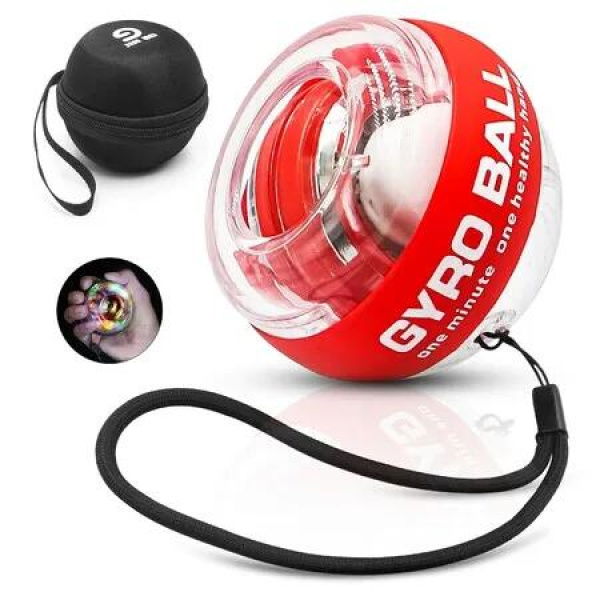 Wrist Trainer Ball Auto-Start Wrist Strengthener Gyroscopic Forearm Exerciser Gyro Ball for Strengthen Arms,Fingers,Wrist Bones and Muscles (Red)