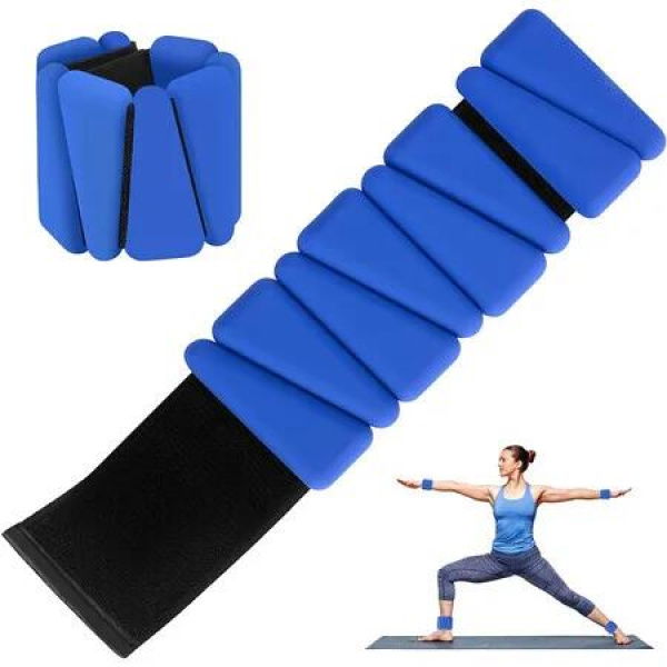 Wrist Weights Set of 2, Adjustable Silicone Workout Weights for Women and Men, Wearable Ankle Wrist Weights Suitable for Yoga Pilates and Jogging, Blue