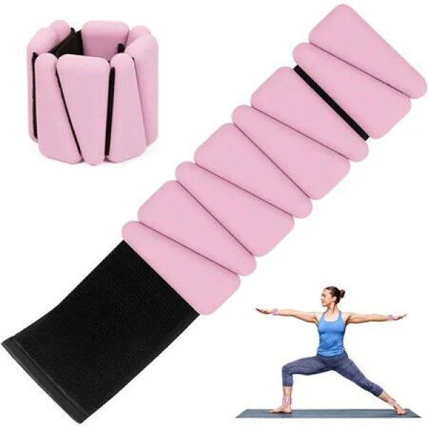 Wrist Weights Set of 2, Adjustable Silicone Workout Weights for Women and Men, Wearable Ankle Wrist Weights Suitable for Yoga Pilates and Jogging, Pink
