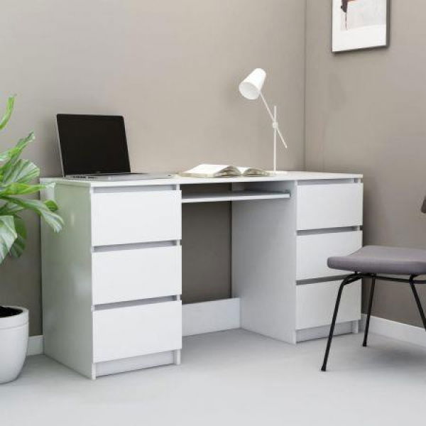 Writing Desk White 140x50x77 Cm Chipboard