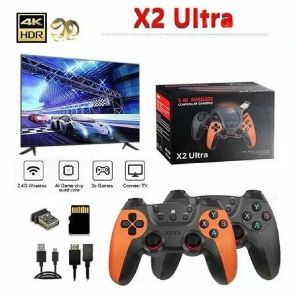 X2 Ultra Retro Game Stick 4K,Plug and Play Video Gaming Console with 256G/58000+Games,HDMI Output for TV with 2.4G Wireless Controller,Retro Arcade Emulators