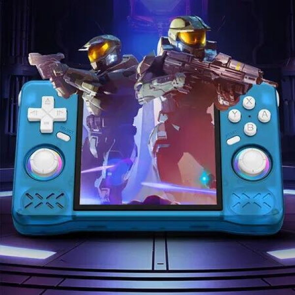 XF40H Handheld Game Console, 128G Retro Gaming Console Classic Games with Multiple Emulators, 4.0 Inch HD IPS Screen Open Source Linux System (Blue)