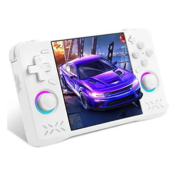 XF40H Handheld Game Console, 128G Retro Gaming Console Classic Games with Multiple Emulators, 4.0 Inch HD IPS Screen Open Source Linux System (White)