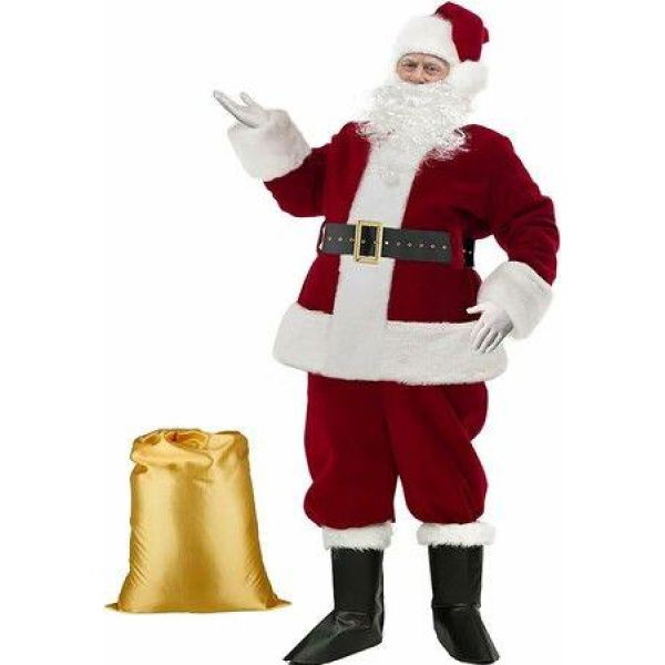 XL-Men's Santa Clause Costume 9 Pcs Christmas Santa Suit Santa Costume for Men