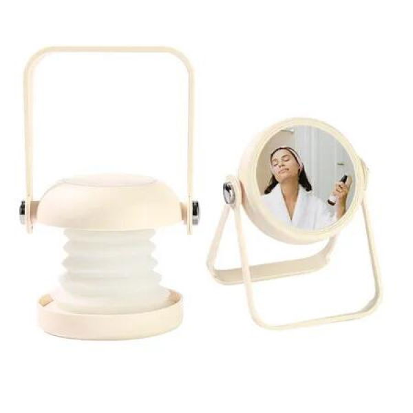Yellow 2 IN 1 Creative Telescopic Night Light Makeup Mirror LED Cold Warm Light Eye Protection