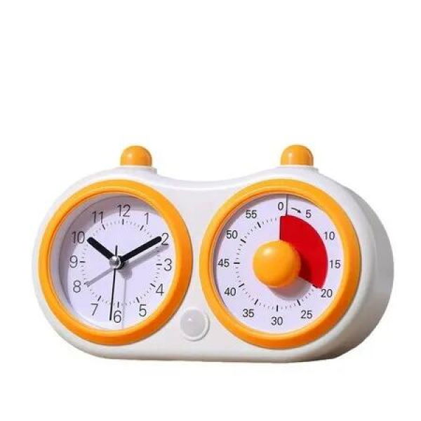 Yellow Dual Screen Visual Timer Alarm Clock Multi-Function Time Manager for Kids Self-Discipline Suitable for Primary & Secondary Students