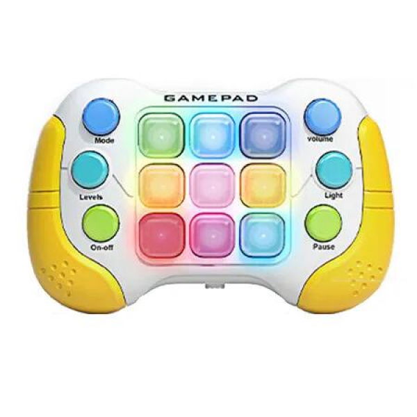 Yellow Fast Push Handheld Games Sensory Fidget Toys Retro Game Console with Whack a Mole Light Up for Travel & Party Gifts