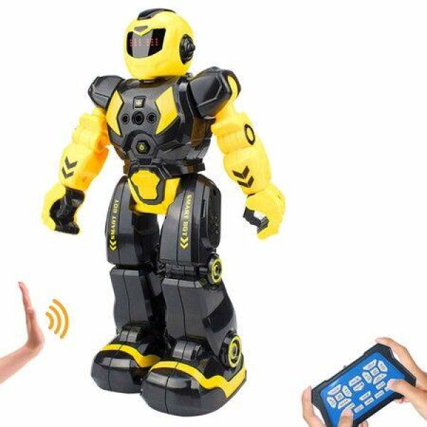 (Yellow)Remote Control Robot,Intellectual Gesture Sensor Programmable Robot with Infrared Controller Early Education Robot Toys can Dance Sing Walk