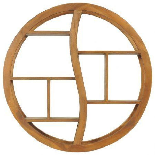 Yin Yang Wall Shelf 80x17.5x80 Cm Solid Wood Teak