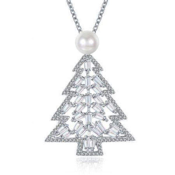 Zircon Christmas Necklace In The Shape Of Christmas Tree