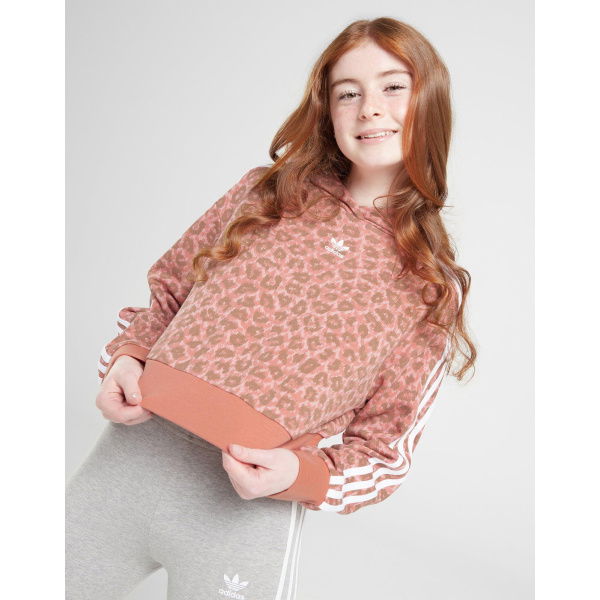 Adidas Originals Girls Leopard All Over Print Hoodie Junior