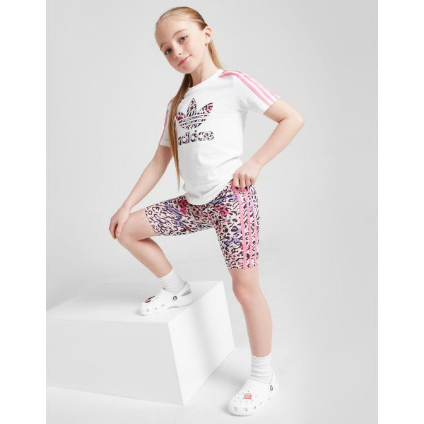 adidas Originals Girls' Leopard T-Shirt/Cycle Shorts Set Children