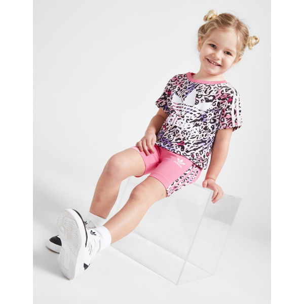 Adidas Originals Girls Leopard T-Shirt/Cycle Shorts Set Infant.