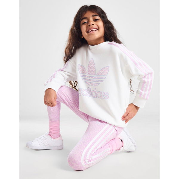 adidas Originals Girls' Monogram Crew/Leggings Set Children