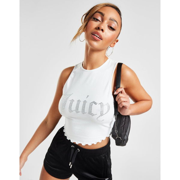 JUICY COUTURE Diamante Logo Lettuce Hem Tank Top